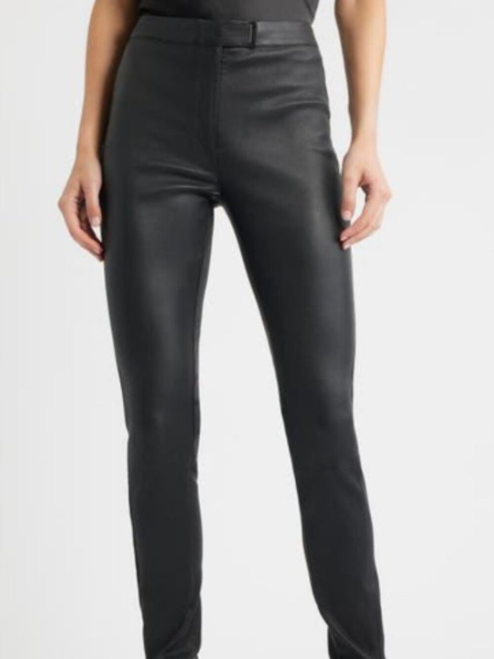 NWT BOSS Simax Lamb Leather Skinny leg Black Pants, Size 6